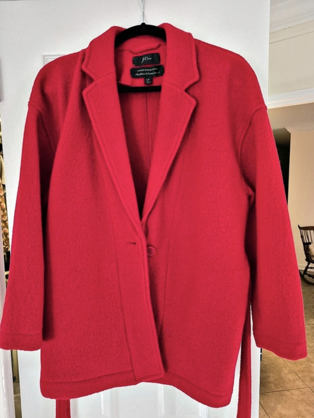 J.Crew Camille Short Wrap Jacket in Italian Boiled Wool Red Wool Size Large